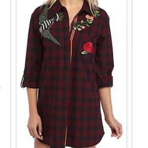 Sam Edelman embroidered plaid shirt dress